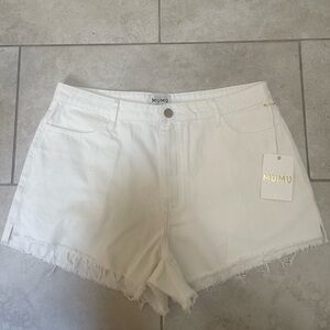 NWT Show Me Your Mumu white denim jean shorts size 32